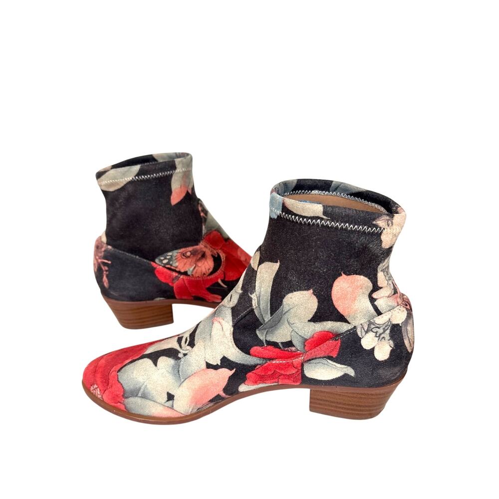 Anthropologie Farylrobin Womens 8.5 Gray Multi Floral Singer Suede Ankle Boots